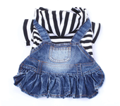 Dog Dress Coat Striped&Pocket Design Pet Puppy Jacket Spring/Autumn Clothing Apparel