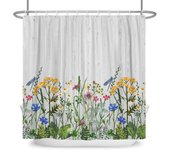 Green Plant Leaf Vines Flowers Shower Print Modern Nordic Minimalist Polyster Home Decor Bathroom Curtain with Hooks