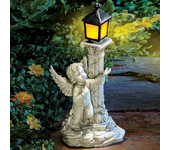 Solar Lamp European Roman Column Angel Sculpture Outdoor Garden Courtyard Home Decoration Resin Crafts Home Accessories