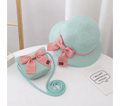 Sombrero de paja y bolso de hombro para niñas, conjunto de 2 piezas de encaje de ala ancha para padres e hijos, sombreros de Sol para vacaciones y playa, gorra de cubo al aire libre