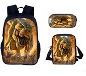 3pcs/Set Backpack Harajuku Dinosaur 3D Printed School Student Bookbag Anime Jurassic Daypack Park Shoulder Bags Pencil Case