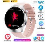 2024 Nuevo Reloj inteligente  Hombres y Mujeres de 1,53 inch de pantalla complete 360*360 HD AMOLED, Llamada Bluetooth, NFC, Rastreador GPS,IP68 waterproof, reloj de presión arterial de Azúcar en sangre,Reloj de ejercicio y Fitness para Android IOS
