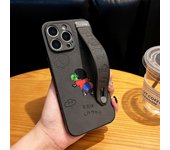 Laser Cartoon Pattern Wristband Phone Case For iPhone 12/13/14/15/16 ProMax Crayon Shin-chan 15ProMax/16Pro/14Pro/12ProMax Side Anti-Slip Design Creative Stand 16Plus/15Plus