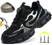 Zapatos de seguridad ligeros para el trabajo para mujer, zapatillas protectoras transpirables con botón giratorio, zapatos con punta de acero, botas de seguridad indestructibles