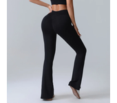 Women High Waist Solid Color Breathable Drying Quick Flare Pants XHFZ-6213
