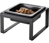 Yamazaki 5817 Tower Pet Food Bowl Stand Single, Black, Steel/Ceramic, 15 x 15.5 x 10 cm