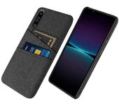 For Sony Xperia 1 IV Cloth Texture Dual Card Slots Well-protected Phone Case Cloth + PC Anti-drop Phone Back Cover