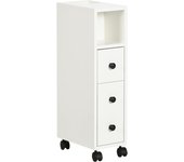 Armario de Baño con Ruedas Mueble Auxiliar para Baño con Estante Abierto Puerta y Cajón Espacio Reducido 18x30x68,5 cm Blanco