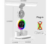 Lámpara de mesa Led recargable para estudio, lámpara de escritorio, luz de lectura, luz nocturna Led con ventilador, reloj Led, pantalla, luz de escritorio de lectura