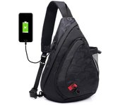 Mochila de Pecho Camuflada Negra para Hombres Bolsa Deportiva Impermeable para Viajes Gran Bolsa Cruzada para Niños y Adultos