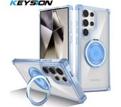 KEYSION Transparent Case for Samsung S24 Ultra S23 FE S22+ Magnetic Ring Stand Phone Cover for Galaxy Note 20 Ultra