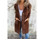 Otoño e invierno, chaqueta gruesa a cuadros de talla grande para mujer, chaqueta de manga larga cálida informal versátil de felpa