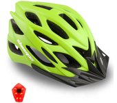 Bicicleta Adulto con Luz LED Casco de Bicicleta con Visera Extraíble Casco MTB Hombre Mujer Casco Bici Casco Ciclismo Montaña Casco para Bicicleta Ultraligero Tamaño Ajustable 57-62cm