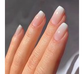 24PCS Uñas Postizas Cortas En Rosa Saturación Alta Estilo Cuadrado Set Completo De Uñas Postizas Falsas Para Dedos Y Pies Con Tocado Francés