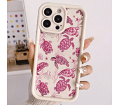 AA1064 Carcasa protectora completa a prueba de golpes de TPU con diseño de tortuga rosa y bambú blanco antiguo, adecuada para Apple iPhone 6/7/8/X/Xs/Xr/Xs Max/11/12/13/14/15/16 Pro Max. Carcasa con diseño gráfico impreso, regalo de Pascua, decoración de