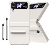 Luxury Leather Cover Case For Samsung Galaxy Z Flip 4 3 with Glass Screen Protector Touch Pen