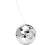 Disco Ball Cups with Straw, 20oz Silver Disco Party Cups 1970s Disco Ball Drinking Cup Disco Tumbler Cocktail Cup for Nightclub Bar Bachelorette Party Decor