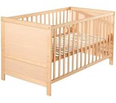 roba Cuna Convertible en Cama para Niños 70 x 140 - Cama Infantil con Barandilla Ajustable en 3 Alturas - 3 Barrotes Removibles - Madera Blanca