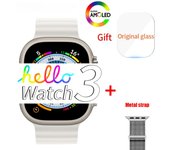 Hello Watch 3 Plus-reloj inteligente para hombre y mujer, pulsera deportiva Ultra AMOLED de 49mm, NFC, brújula, Bluetooth, llama