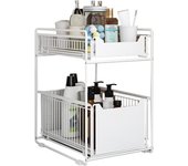 37 x 28 x 43 Cajón de almacenamiento debajo del fregadero, cajón organizador extraíble, cesta de almacenamiento deslizante de metal para cocina, encimera, despensa, baño, oficina escritorio