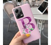 Fashion Rose Initial Letter Phone Case For Xiaomi Poco X5 5G PocoX5 Pro Soft Silicone TPU Back Cover For Poco X5 Pro X 5 X5Pro