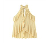 PB&ZA 2025 layered decorative bow tie sleeveless tops summer new arrivals women's casual simple solid color tops