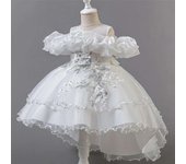 Fashionable Pink Flower Girl Party Dresses, Tulle Princess Dress Birthday And Wedding, Graduation Parade, Bridesmaid Costume For