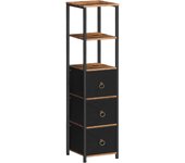Armario de Pie para Cuarto de Baño, Estantería Independiente para Cuarto de Baño, Armario Estrecho, Rinconera Multifuncional, 3 Cajones de Tela, Color Vintage y Negro EBF140CW01