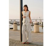 "【NUEVA COLECCIÓN 2025】Conjunto Mujer Elegante Verano - Blusa Sin Mangas Rayas + Pantalones Palazzo Anchos | Outfit Oficina y Casual | Moda Europea Minimalista | Talla S-XL"