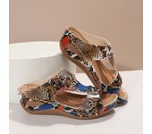 Sandalias de mujer con tacón de cuña de verano, zapatos de flores con suela gruesa y tacón de cuña