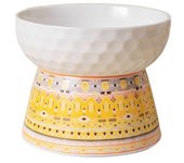 Bohemian Style Ceramic Cat Bowl Creative Cute Dog Food Feeding Basin Non-slip Anti Tipping Pet High Foot Bowl Kitten Puppy