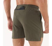 Pantalones cortos deportivos Pantalones de tres puntos de entrenamiento transpirables y de secado rápido para hombres Fitness, pantalones cortos para correr, cortos delanteros y largos traseros