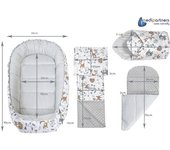 Nido Bebé Recién 100x60cm Plantilla removible 100% Algodón Cunas Nido para bebés Reductor de Cuna de Dos Caras (Ciervo en Hojas con Gris Minky)