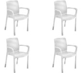 Pack x4 Silla jardín para Interior y Exterior con reposabrazos Ideal para Jardines y terrazas, apilable, Resina con Acabado de ratán Plano, Color Grafito