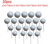 20pcs Glitter Balls Cake Decor Colorful Foam Ball Cupcake Topper Baby Shower Birthday Party Dessert Cake Decoration Mixed Size
