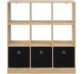 Bookcase Storage Shelf Unit Cube with 9 Lockers 3 Fabric Drawers Bookshelf