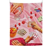 Cute Funny Cocktail Casino Tapestry Vintage Pink Poker Cool Funky Alcohol Drinks Cherry Disco Ball Wall Hanging Tapestries Aesthetic Wall Art For College Dorm Bar Party Bedroom Living Room Decor