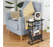 Mesa auxiliar delgada para espacios pequeños, mesa auxiliar estrecha 2 en 1 con soporte para revistas, color gris
