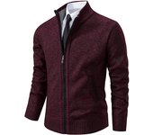 Autumn And Winter New Jersey Men's Casual Sports Coat Solid Color Stand Collar Wweater Grab Fleece Warm Zipper Cardigan