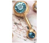 2022 Boutique wholesale 2 pcs/lot mix color double crystal gold navel bar body jewelry belly button ring belly piercing nombril