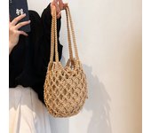 Bolsos Tipo Cubo De Paja De Verano Para Mujer, Bolsos De Hombro De Playa Hechos A Mano Con Cordón, Bolsos Tejidos De Rafia Y Ratán, Bolsas De Compras Para Vacaciones