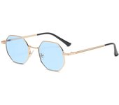 Gafas de sol poligonales retro con montura metálica para mujer, gafas de sol para hombre, gafas de sol con espejo Uv400