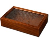 Vintage Wooden Storage Box Crabapple Flower Desktop Sorting Jewelry Box with Glass Lid Flip Cover Photo Storage Box Household