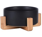 Ceramics Wood Stand with No Spill Large Feeder Dish with Dog Bowl Cat Food Water Bowls for Dogs Cats Feeding Puppy  Pet Supplies