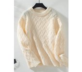 Womens Cable Knit Pullover Sweater Vintage Chunky Crew Neck Long Sleeve Oversized Woven Knitted Tops