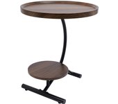 Round 2-Tier Side Table, End Table Surface Top & Sturdy Legs for Living Room