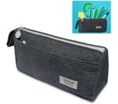 Large capacity corduroy pencil case with compartments, washable pencil case for students and office workers