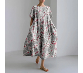 Vestido largo bohemio con estampado de peces a la moda para mujer, vestido de verano de corte ancho de talla grande, cuello redondo y elegante vestido de verano