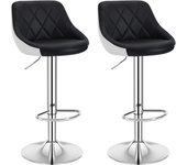 2X Taburete de Bar con Respaldo Terciopelo Taburetes Alto Cocina Regulable en Altura Taburete Giratorio Sillas Bar Taburete de Escritorio Negro BH219sz-2