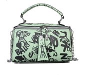 2025 Nuevo Cuero Bolsos Y Carteras, Casual Moda Retro Crossbody Bolsos, Trendy Moda Personalidad Diseño Graffiti Bolsos De Mujer Hombro Sola Slanting Bolso